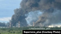 Smoke rises after an explosion in Russia's Saratov region on May 31. 