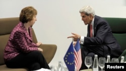 U.S. Secretary of State John Kerry met in Vilnius with European Union foreign policy chief Catherine Ashton.