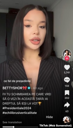 Parte din campania plătită, dar nedeclarată pe TikTok. Influencerii spuneau ce calități doresc de la viitorul președinte. Toate postările au fost etichetate #EchilibruȘiVerticalitate.