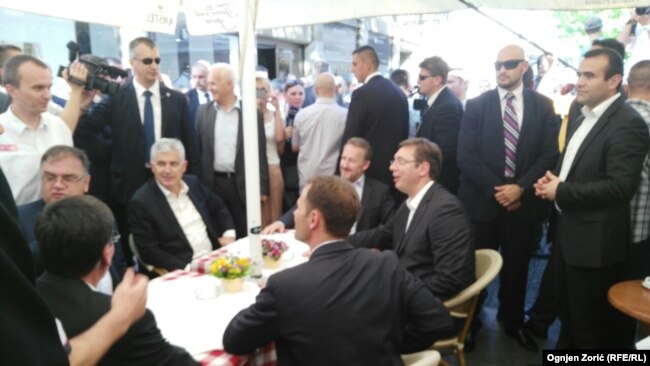 Članovi Predsedništva BiH sa Aleksandrom Vučićem prilikom posete Beogradu u julu 2015.