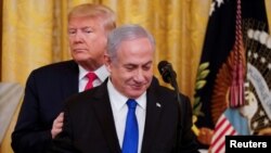 Биньямин Нетаньяху и Дональд Трамп, 28 января 2020 года