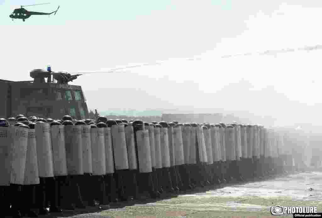 Armenian police taking part in exercises at the Arzni airport, close to Yerevan.