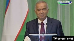 Uzbekistan - President Islam Karimov announces the name of the next year in Uzbekistan, TV screen shot for satiric program, 08Dec2011 