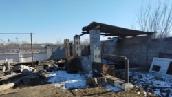 Сгоревший сарай во дворе Турсынай Зияудун. Алматинская область, 20 февраля 2020 года.