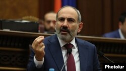 Armenia -- Prime Minister Nikol Pashinian speaks during a parliament debate on constitutional changes, Yerevan, February 6, 2020.