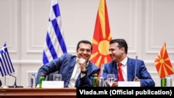 Поранешните премиери Алексис Ципрас и Зоран Заев во Скопје , 20 јули 2020