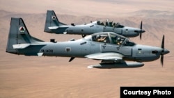 Afghan Air Force A-29 Super Tucanos fly over Kabul. Military pilots are believed to be among the members of the Afghan forces most despised by the Taliban. (file photo)