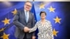 Український віцепрем’єр з питань європейської та євроатлантичної інтеграції Тарас Качка і єврокомісарка з питань розширення Марта Кос під час обговорення прогресу просування України до ЄС. Брюссель, Бельгія, 26 травня 2026 року