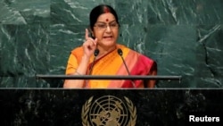 FILE: Indian Foreign Minister Sushma Swaraj