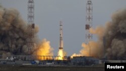 The Proton-M rocket was "successfully launched" from the Russian-leased Baikonur Cosmodrome in southern Kazakhstan. 