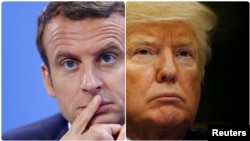 Emmanuel Macron (stânga) și Donald Trump (dreapta)