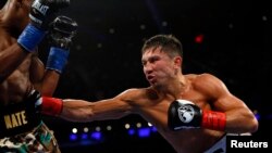 На ринге – казахстанский боксер Геннадий Головкин. Нью-Йорк, 18 марта 2017 года.