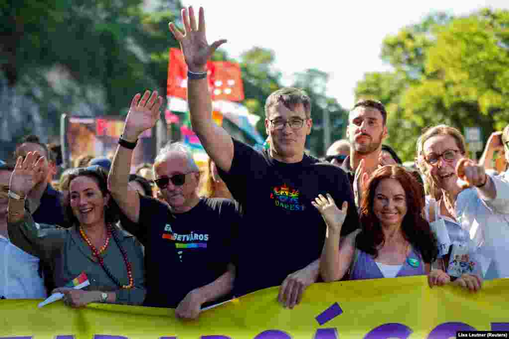 Gradonačelnik Budimpešte Gergely Karacsony tokom parade. On je ranije podržao događaj te ga i organizovao zajedno sa gradskom upravom, kako bi mogao biti proglašen za opštinski događaj koji ne zahtjeva odobrenje policije.