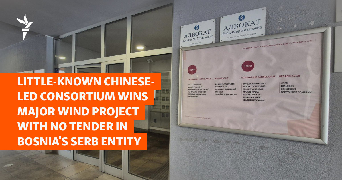 Chinese-Led Consortium Secures No-Bid Wind Project in Bosnian Serb Entity