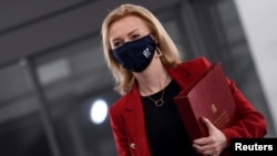 British Foreign Secretary Liz Truss at the G7 ministers' summit in Liverpool on December 12. 