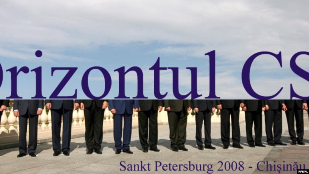 Low turnout: a billboard welcoming CIS leaders to Chisinau.