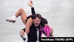 Russian pairs figure skaters Vadim Naumov and Evgenia Shishkova (file photo)