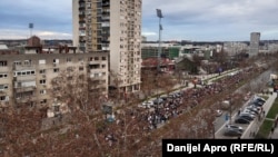 Pogled na protest u Novom Sadu iz vazduha, 28. januar 2025.