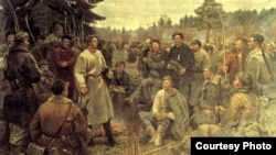 Кастусь Каліноўскі сярод паўстанцаў, карціна Пётры Сергіевіча