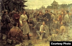 Кастусь Каліноўскі сярод паўстанцаў 1863 года, карціна Пётры Сергіевіча