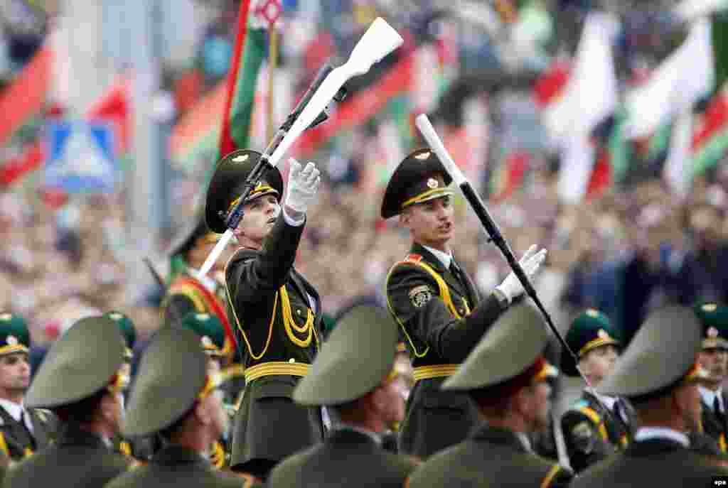 Belarusian honor guards perform during a parade marking Independence Day in Minsk. Independence Day in Belarus is celebrated on the day of the liberation of Belarusian territory from Nazi German troops in 1944. (epa/Tatyana Zenkovich)