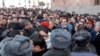 Armenia -- Market traders demonstrate outside the main government building in Yerevan, 25Jan2011.