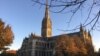 The flag appeared on scaffolding outside Salisbury Cathedral (file photo)