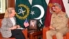 FILE: U.S. Deputy Assistant Secretary of State Alice Wells meeting Pakistani army chief General Qamar Javed Bajwa in July.