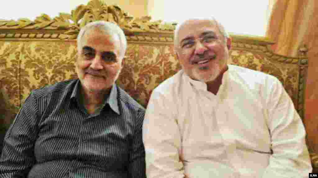 Iranian Foreign Minister Mohammad Javad Zarif meeting with Soleimani in May 2017.