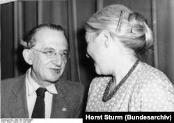 Hungarian philosopher Gyorgy Lukacs (left) with Anna Seghers, 3 July 1952