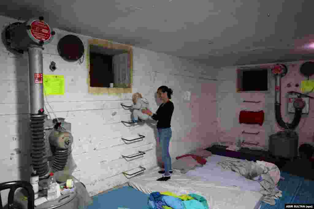 The scene inside a bomb shelter in Tel Aviv, Israel, amid an air alert on March 19.