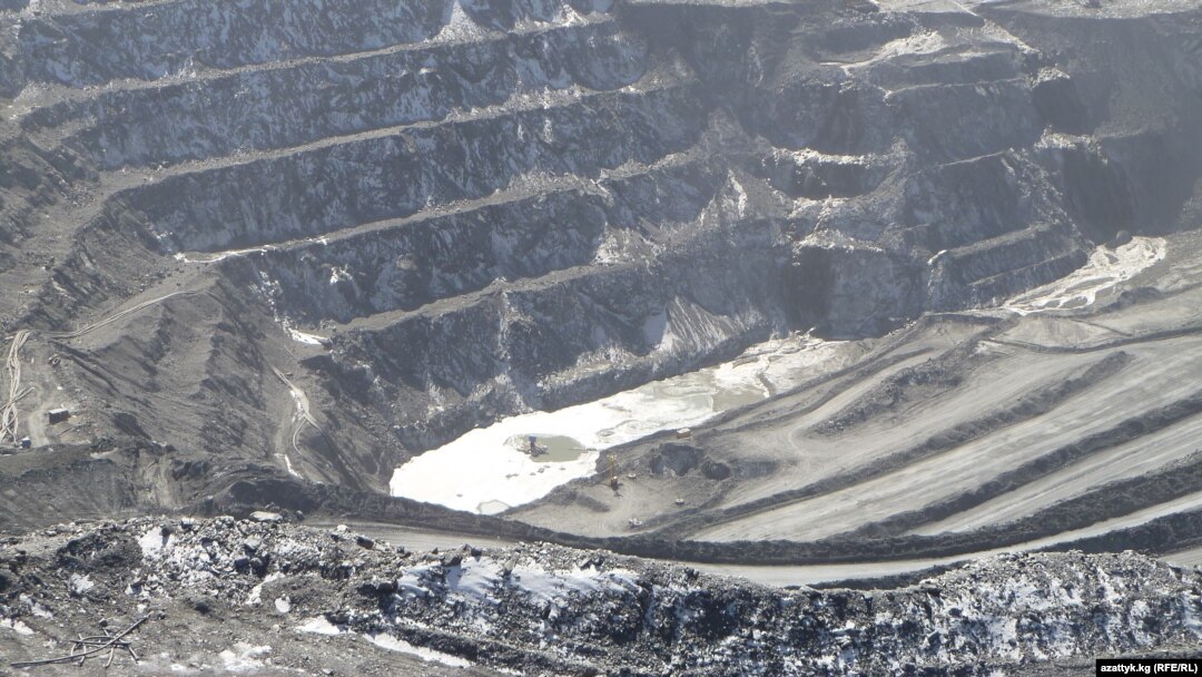 A view of an open pit at the Kumtor gold mine in the Issyk-Kul region of Kyrgyzstan