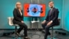 Victor Negrescu, în studioul Europei Libere, alături de jurnalista Anca Grădinaru. 