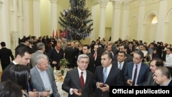 Armenia -- President Serzh Sarkisian at a New Year reception for media chiefs and journalists, 28Dec2010.