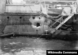 Крейсер I ранга „Олег“ после Цусимского боя