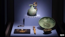 Objects on display in the exhibition Crimea: Gold and Secrets of the Black Sea at the Allard Pierson Museum in Amsterdam in 2014