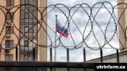 A Russian flag flies near the building of Russia's Consulate General in Odesa. (file photo)