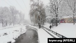 Симферополь после снегопада, 13 февраля 2021 года