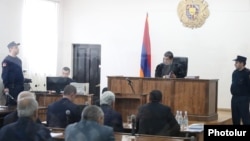 Armenia -- Former President Serzh Sarkisian and four other defendants stand trial in Yerevan, February 25, 2020.