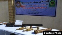 Photo released by Iran's media allegedly of weapons confiscated from Jaish ul-Adl hideout