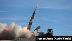 IRAN -- A Sayyad 2 missile is fired by the Talash air defense system during drills in an undisclosed location in Iran, November 5, 2018