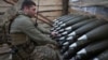 A Ukrainian officer inspects ammunition in a shelter on the front line in the Kharkiv region. (file photo)