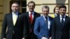 Alexander Vindman (far left) at the inauguration of Volodymyr Zelenskiy in Kyiv on May 20.