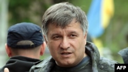 Interior Minister Arsen Avakov stands at a checkpoint near the eastern Ukrainian city of Slovyansk on May 5.