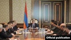 Armenia -- President Serzh Sarkisian discusses the socioeconomic situation in Armenia with top government officials, 11Mar2011.