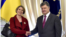 U.K. Ambassador Judith Gough with President Petro Poroshenko (file photo)