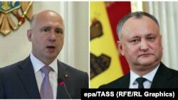 Moldovan Prime Minister Pavel Filip (left) and President Igor Dodon (file photo)