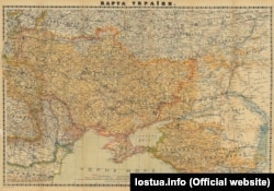 Мапа України 1918 року, укладена Степаном Рудницьким. (Щоб відкрити мапу у більшому форматі, натисніть на зображення. Відкриється у новому вікні)
