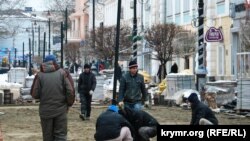 Работы по реконструкции улиц в Симферополе. 18 декабря 2016 года