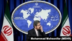 Iranian foreign ministry spokesman, Bahram Ghasemi speaks during a press conference in Tehran, on Monday January 2, 2017.